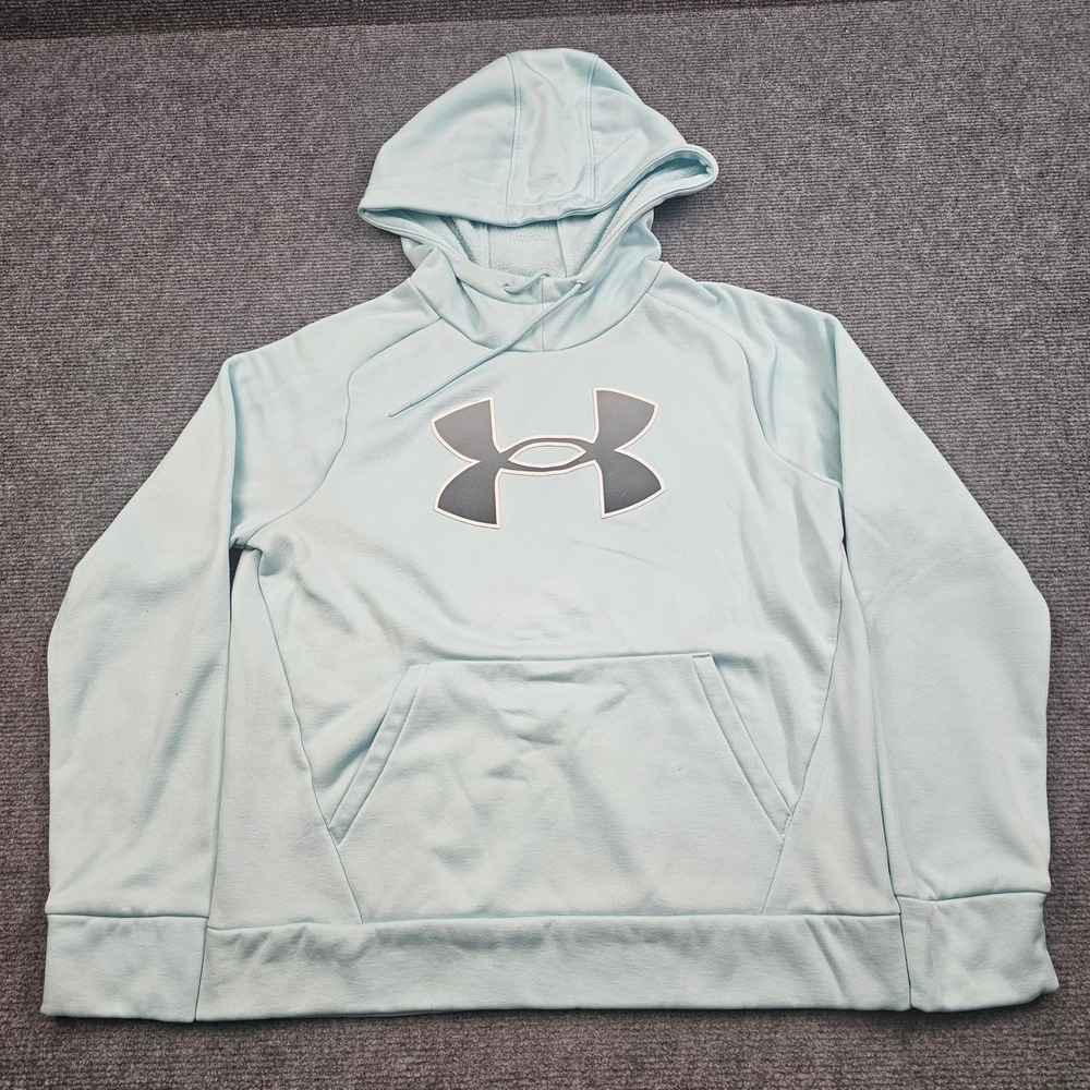 Under Armour Hoodie Women Small Light Blue Fleece Logo Pullover Athletic Active